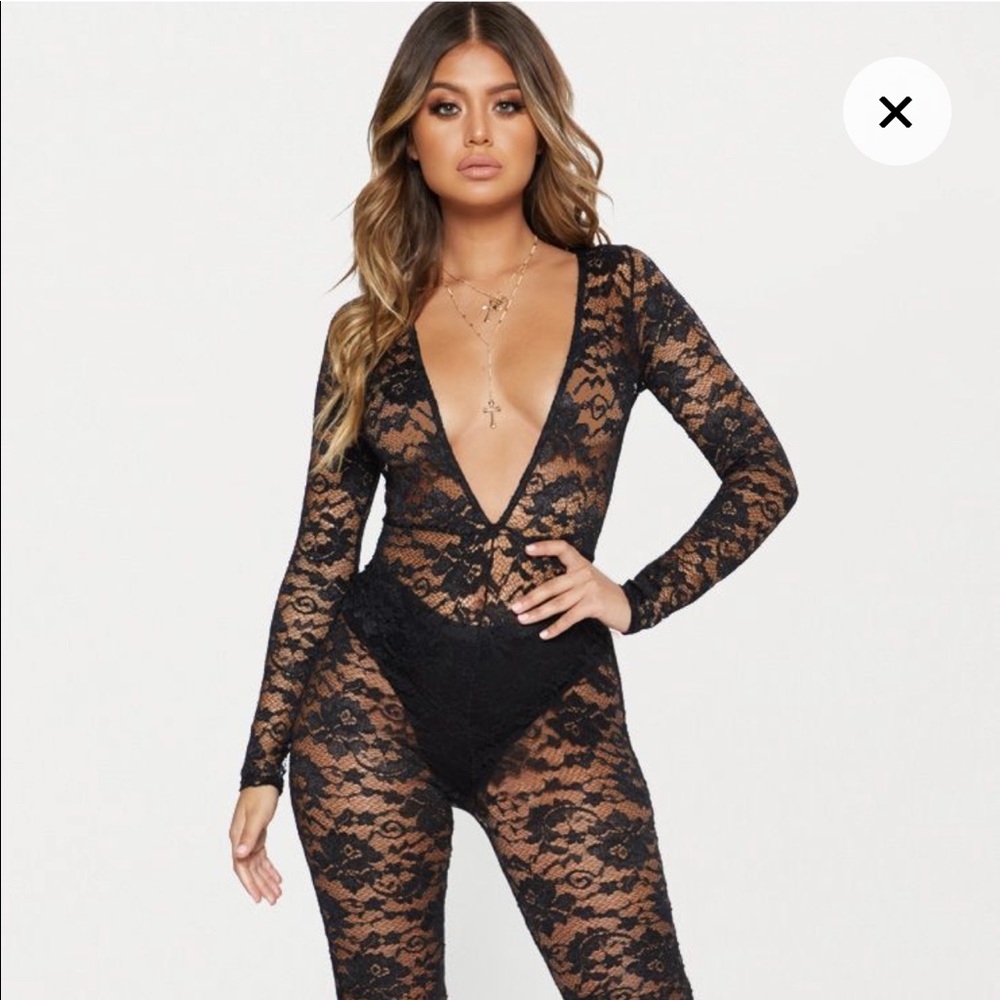 Lace plunge jumpsuit
